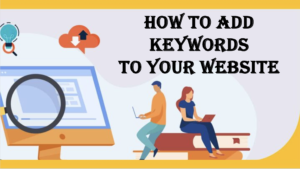 magnifying glass on a website with text saying how to add keywords on your website